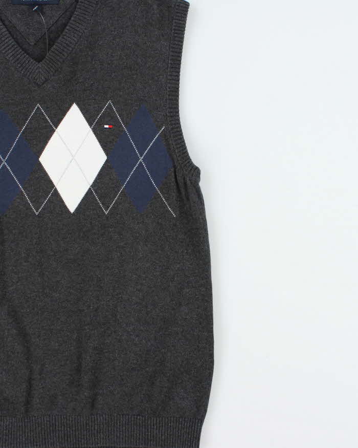 Vintage Tommy Hilfiger Argyle Sleeveless Knit Jumper - L