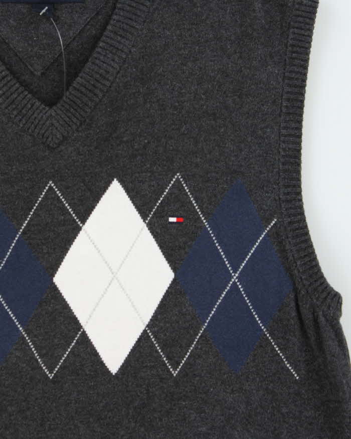 Vintage Tommy Hilfiger Argyle Sleeveless Knit Jumper - L