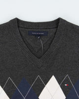Vintage Tommy Hilfiger Argyle Sleeveless Knit Jumper - L