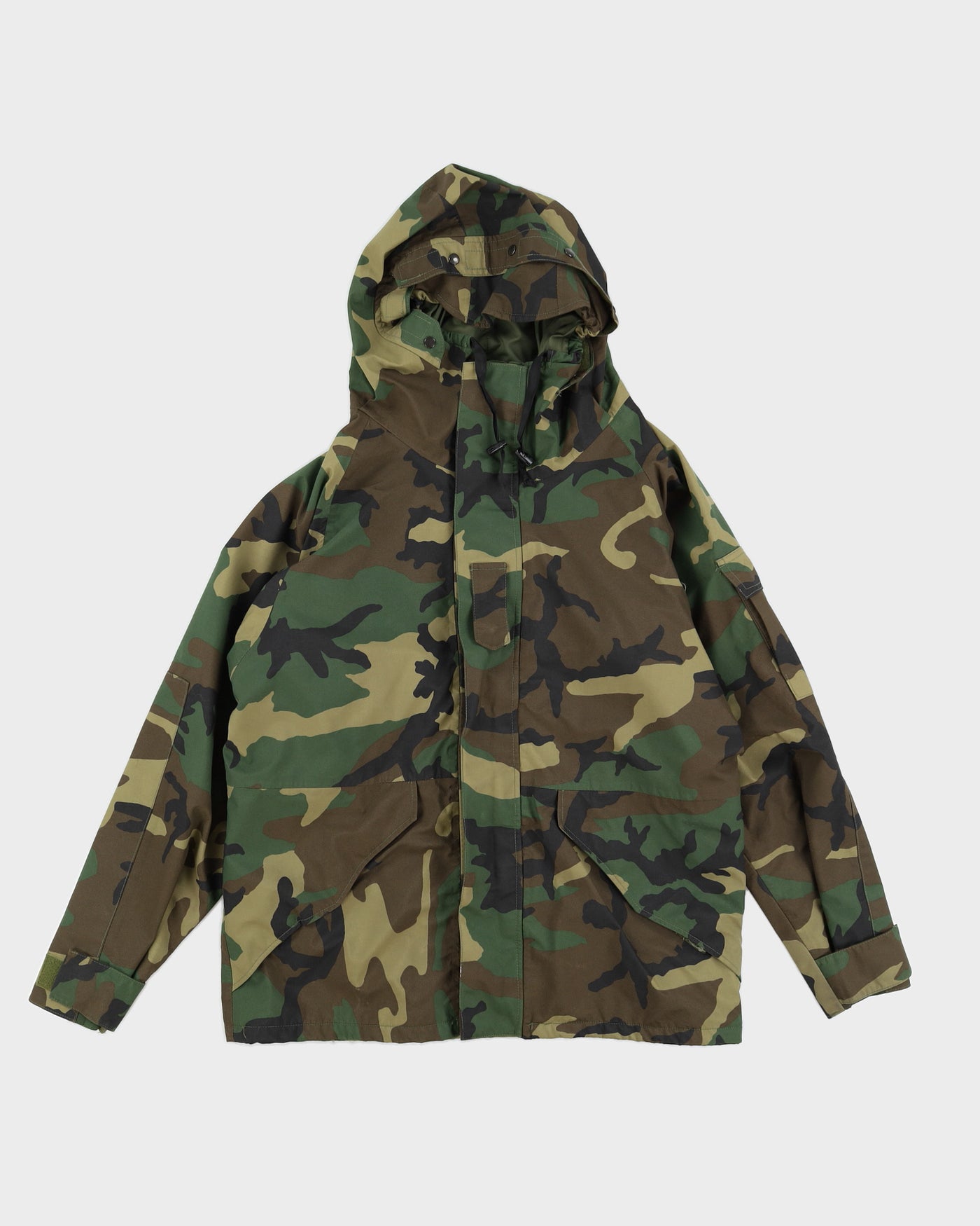 00s US army Woodland Camo Waterproof Parka - L