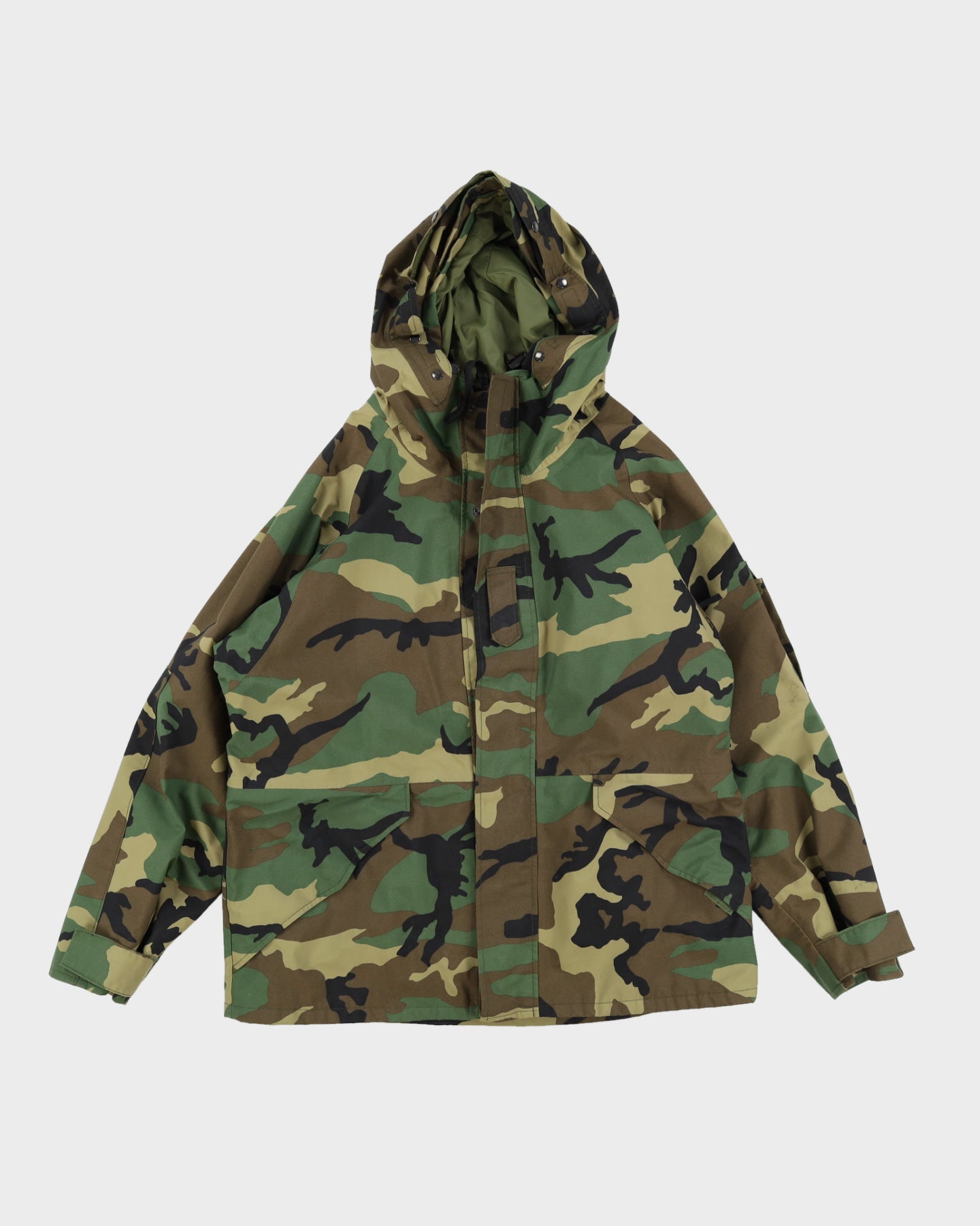 00s US army Woodland Camo Waterproof Parka - XL