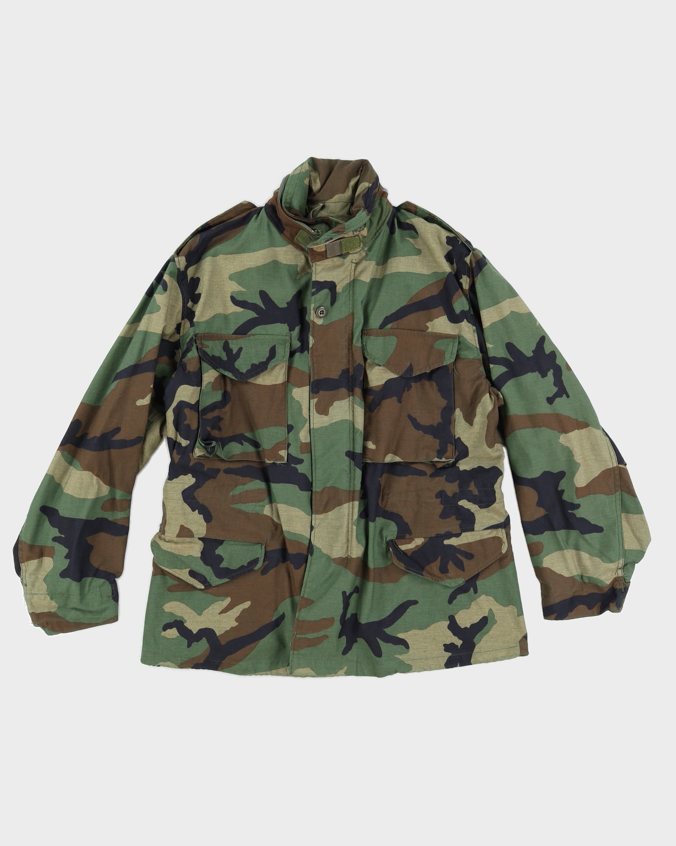 80s US Army Woodland Camo M65 Field Jacket - M