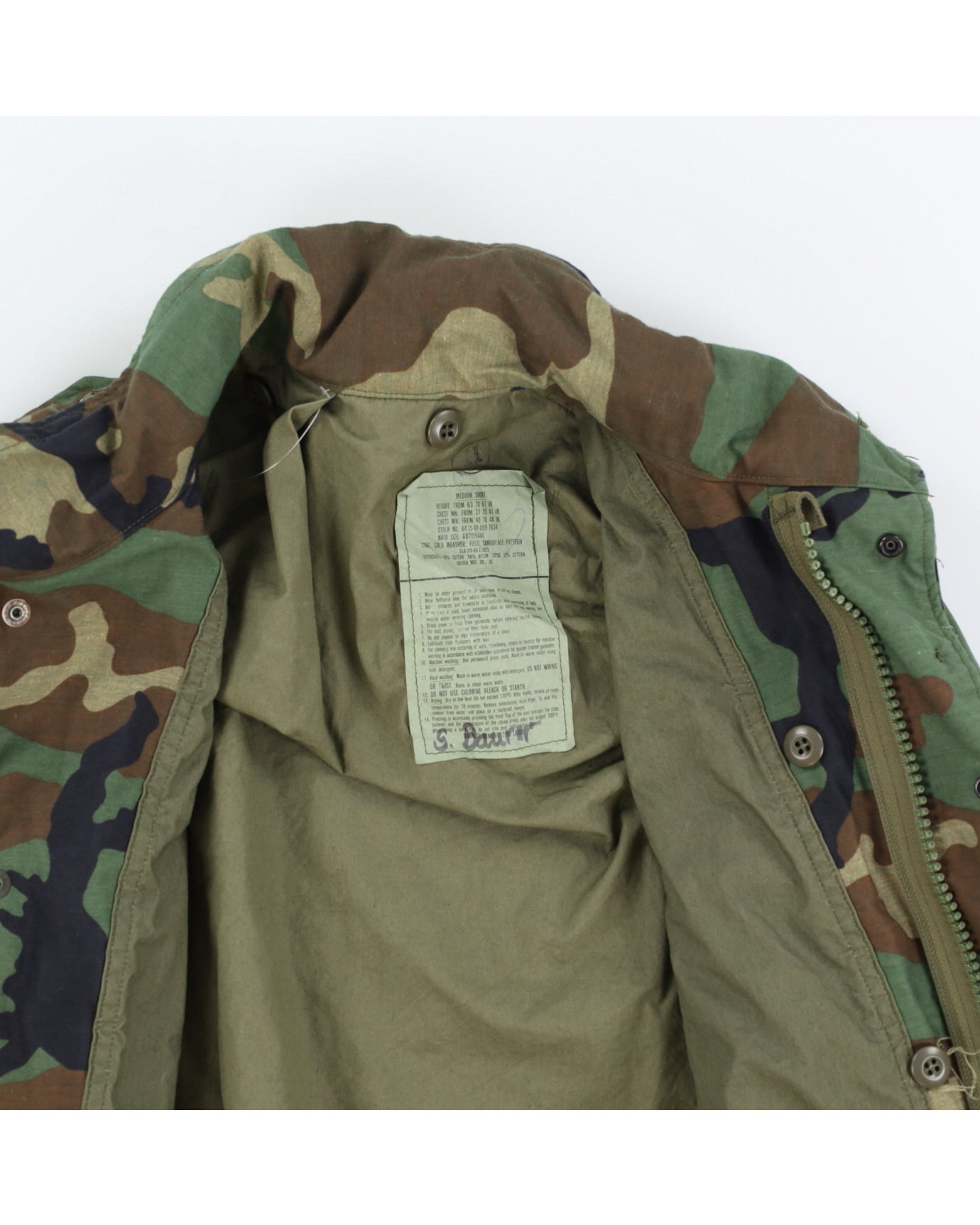 80s US Army Woodland Camo M65 Field Jacket - M