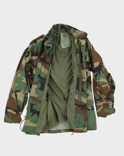 80s US Army Woodland Camo M65 Field Jacket - M