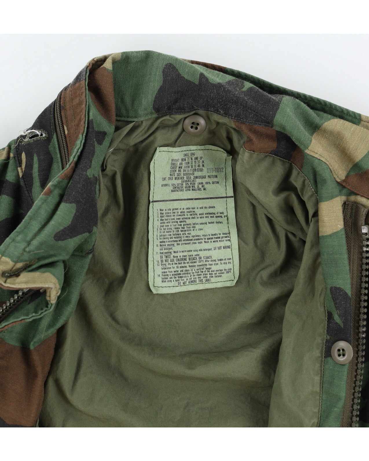 80s US Army Woodland Camo M65 Field Jacket - M