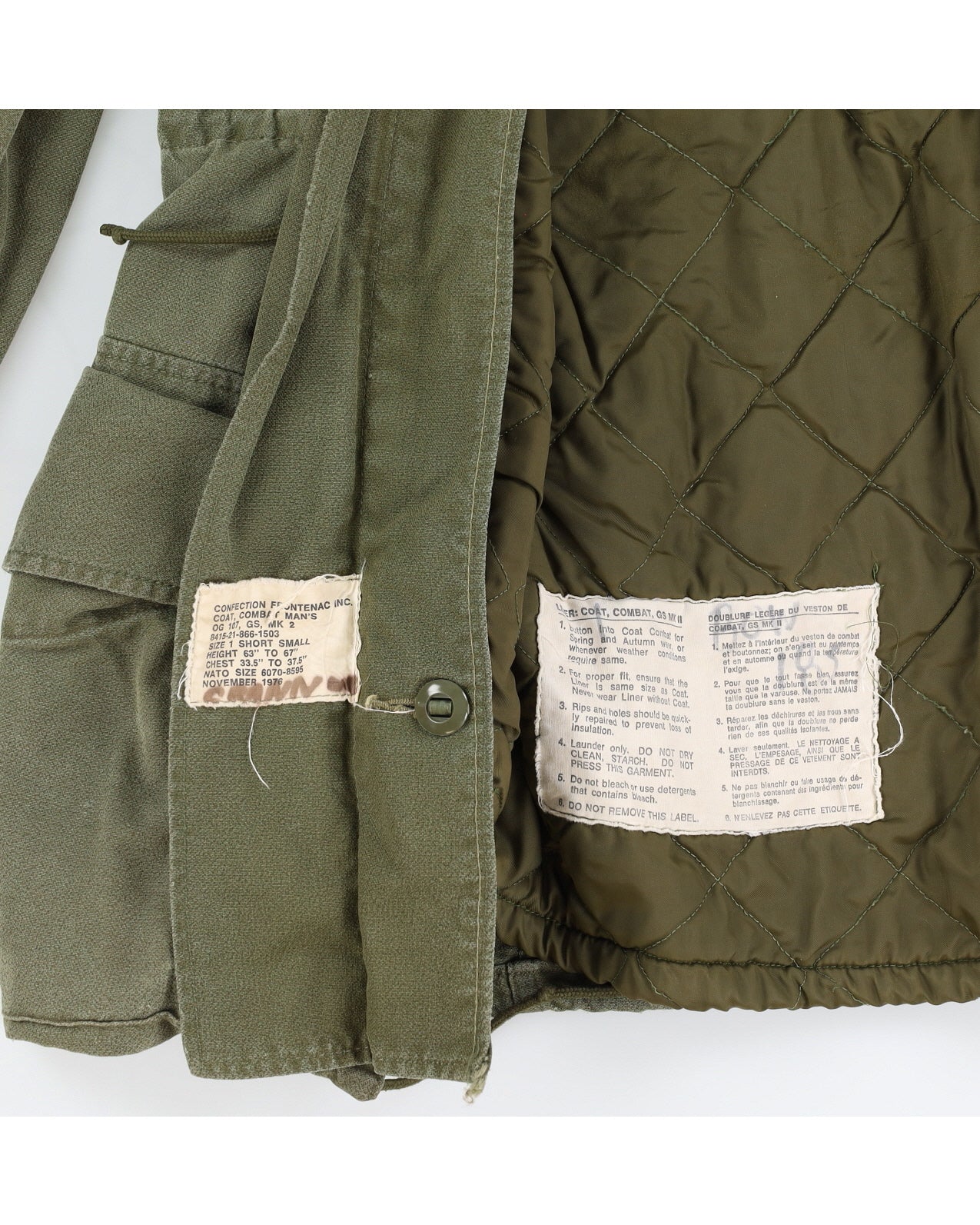 70s Canadian Army Field Jacket & Liner - XS