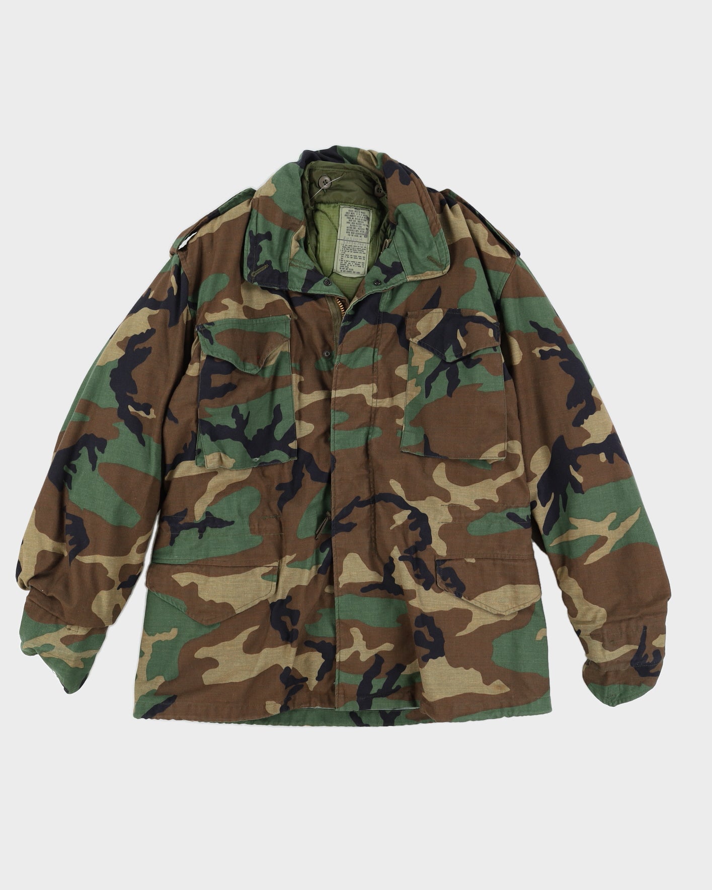 80s Woodland Camo M65 Field Jacket &amp; Liner - M