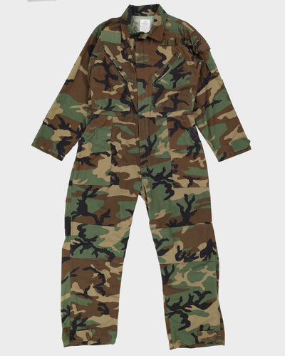 90s US Army Woodland Camo Mechanics Coveralls - L