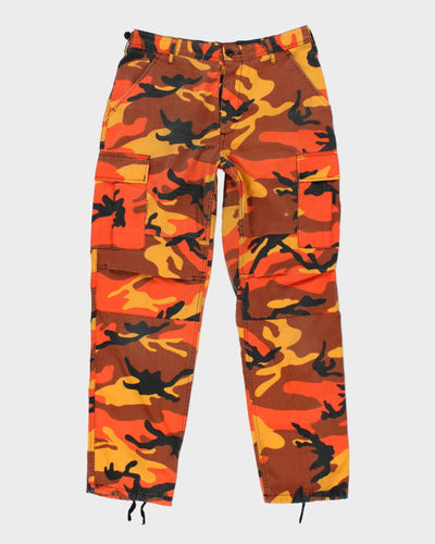 2000s Military Orange Woodland Camo Cargo Trousers - W29 L32