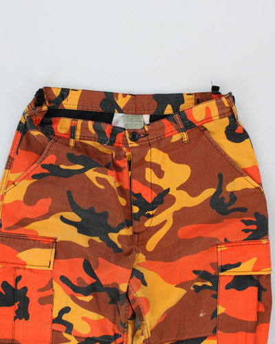2000s Military Orange Woodland Camo Cargo Trousers - W29 L32