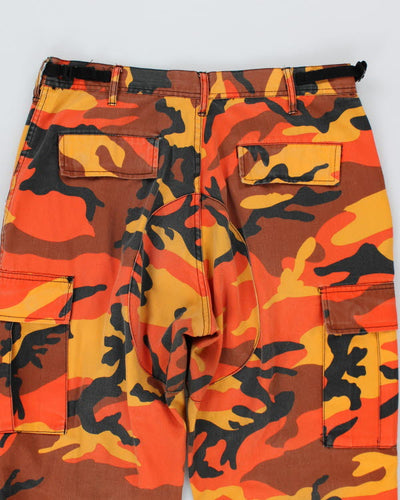2000s Military Orange Woodland Camo Cargo Trousers - W29 L32