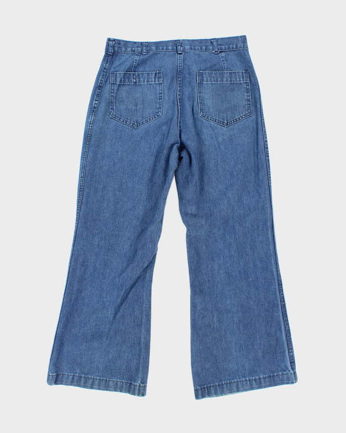 80s Vintage US Navy Denim Bell Bottom Jeans - 30x29