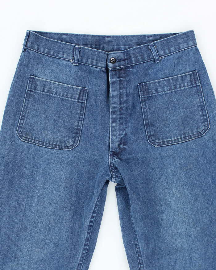 80s Vintage US Navy Denim Bell Bottom Jeans - 30x29