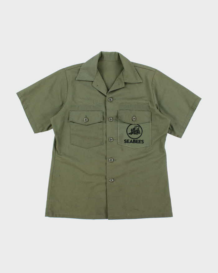70s Vintage US Navy Seabees Dura-Press Utility Shirt - X-Large