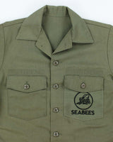 70s Vintage US Navy Seabees Dura-Press Utility Shirt - X-Large