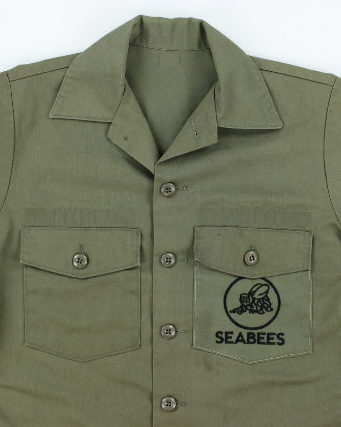 70s Vintage US Navy Seabees Dura-Press Utility Shirt - X-Large