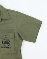 70s Vintage US Navy Seabees Dura-Press Utility Shirt - X-Large
