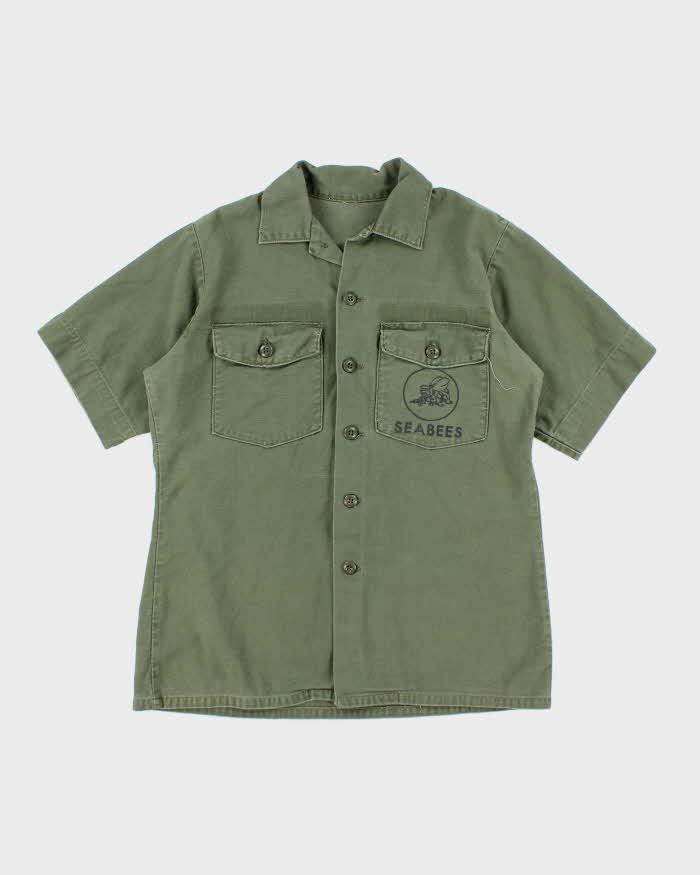 60s Vintage US Navy Seabees OG-107 Utility Shirt - X-Large