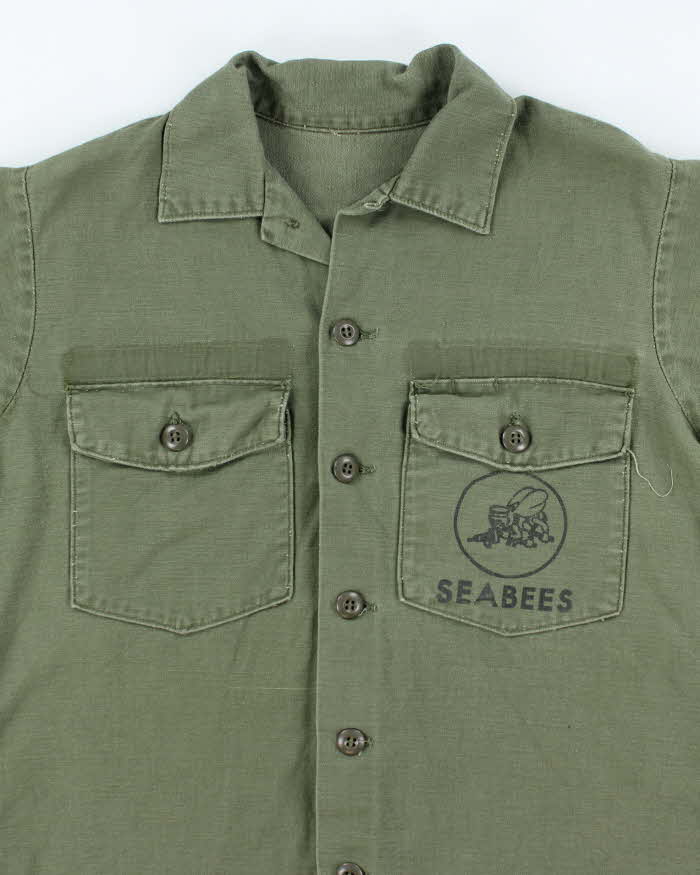 60s Vintage US Navy Seabees OG-107 Utility Shirt - X-Large