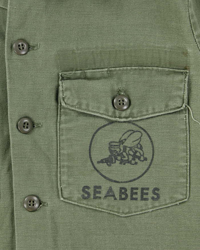 60s Vintage US Navy Seabees OG-107 Utility Shirt - X-Large