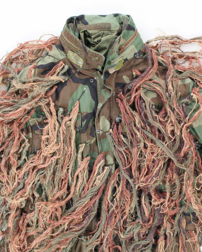80s Vintage US Army Woodland M65 Ghillie Jacket - Medium