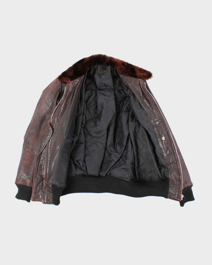 40s WWII Vintage US Navy M-422A Leather Flight Jacket - X-Small