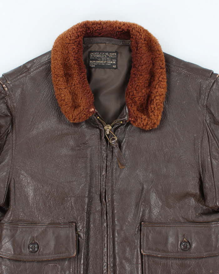 60s Vintage US Navy G-1 Leather Flight Jacket - Large