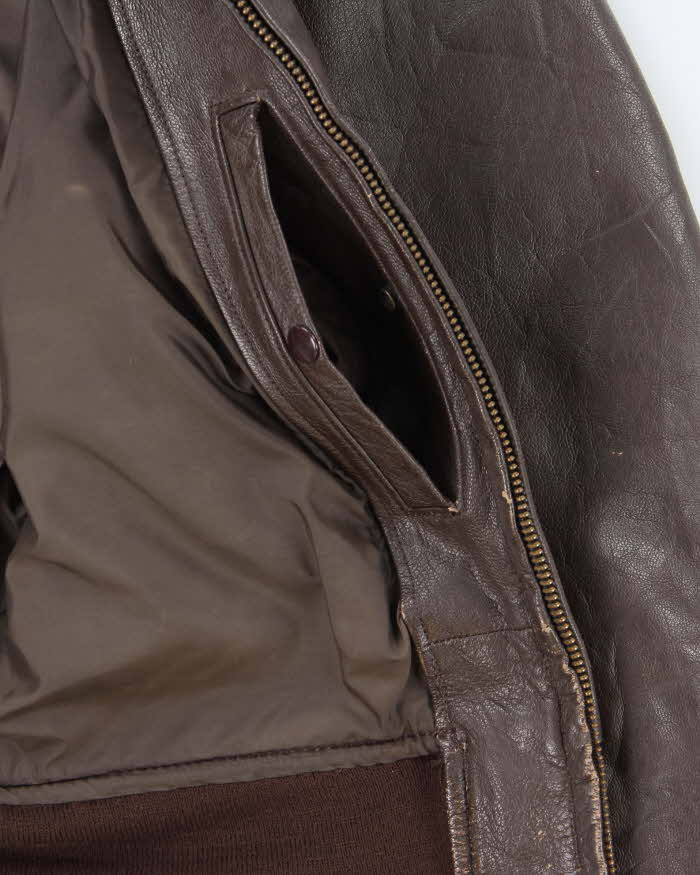 60s Vintage US Navy G-1 Leather Flight Jacket - Large