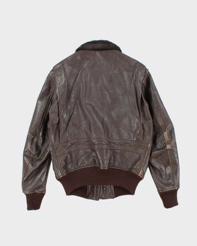 70s Vintage US Navy G-1 Leather Flight Jacket - Medium