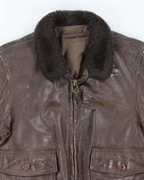 70s Vintage US Navy G-1 Leather Flight Jacket - Medium