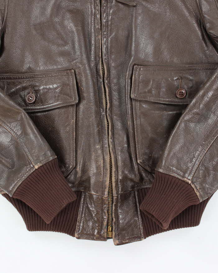 70s Vintage US Navy G-1 Leather Flight Jacket - Medium