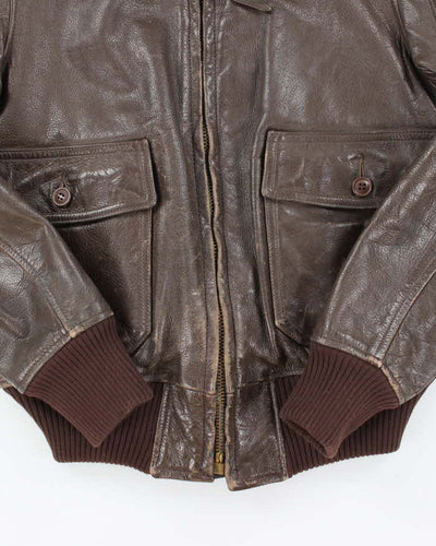 70s Vintage US Navy G-1 Leather Flight Jacket - Medium