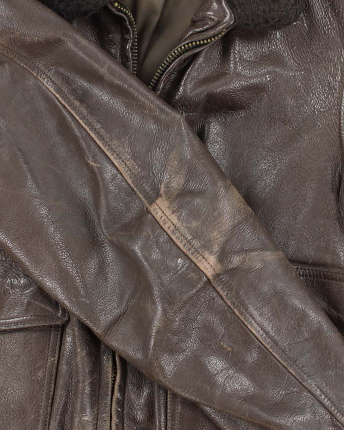 70s Vintage US Navy G-1 Leather Flight Jacket - Medium