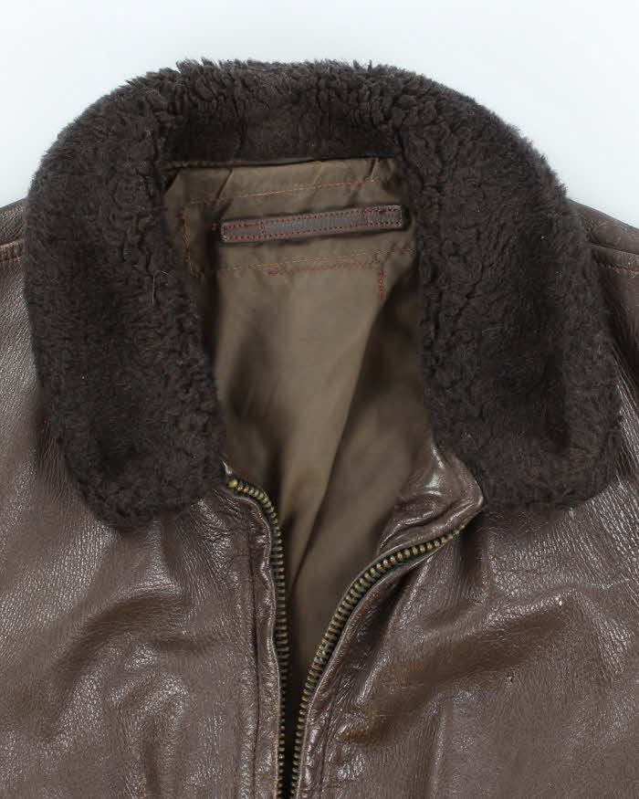 70s Vintage US Navy G-1 Leather Flight Jacket - Medium