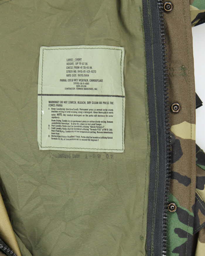 00s Vintage US Army Gore-Tex Woodland Camo Parka - Large Short