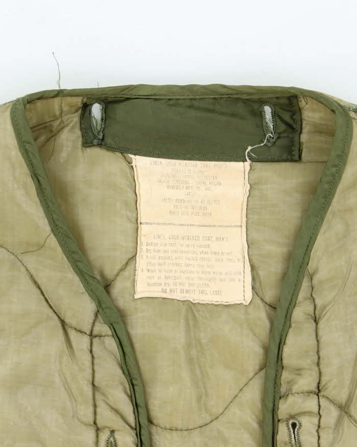 80s Vintage US Army M65 Jacket Liner - X-Large