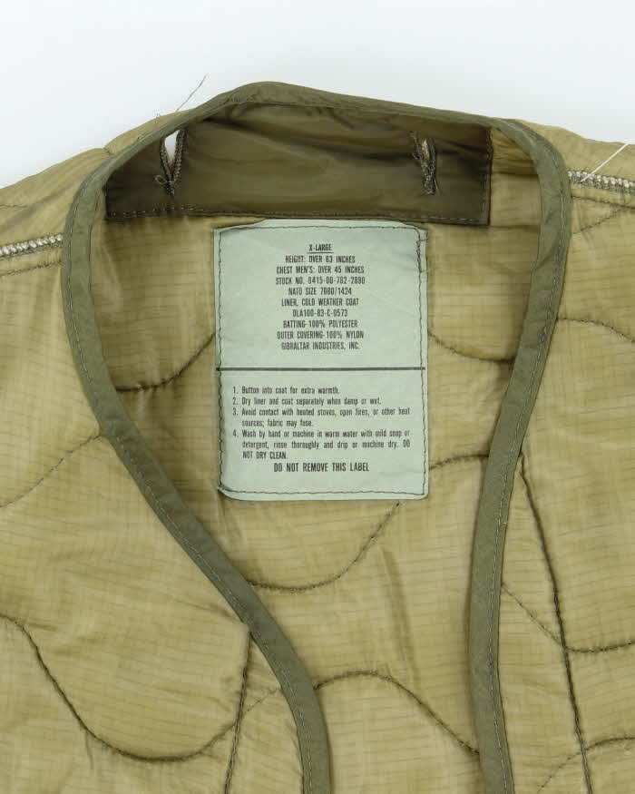 80s Vintage US Army M65 Jacket Liner - XX-Large