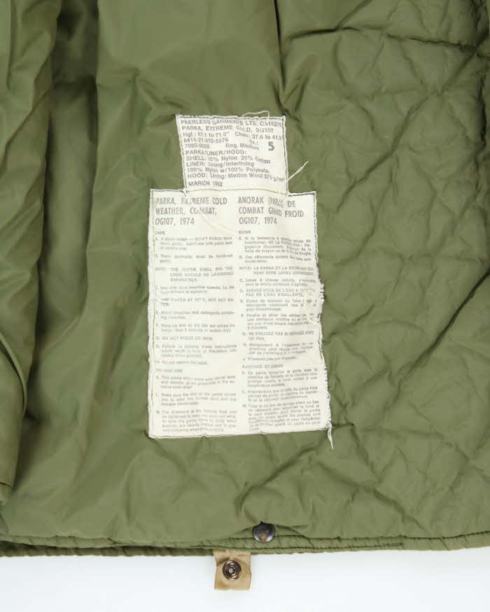 80s Vintage Canadian Army ECW Parka & Liner - Large