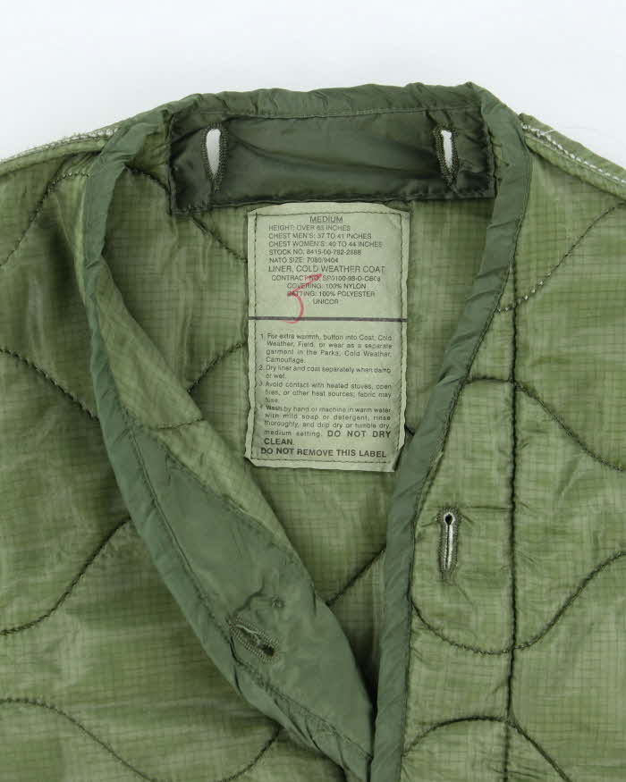 90s Vintage US Army M65 Jacket Liner - Large