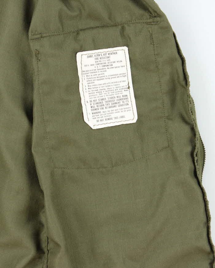 70s Vintage US Army Nomex Pilot Shirt - Small Long
