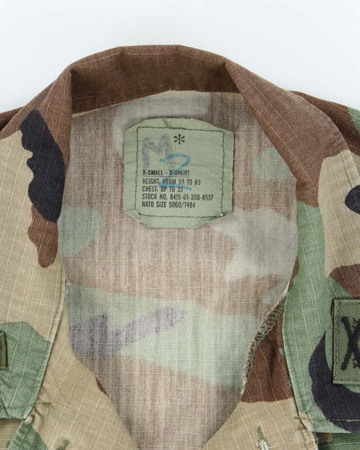 90s Vintage US Army Woodland BDU Jacket - X-Small X-Short