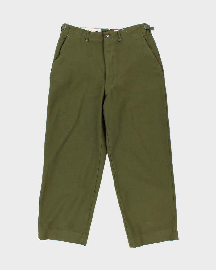 Vintage 1950s Wool Field Wide Leg Military Trousers - W34 L29