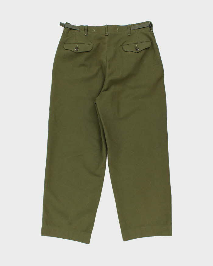 Vintage 1950s Wool Field Wide Leg Military Trousers - W34 L29