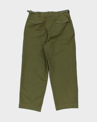 Vintage 1950s Wool Field Wide Leg Military Trousers - W34 L29