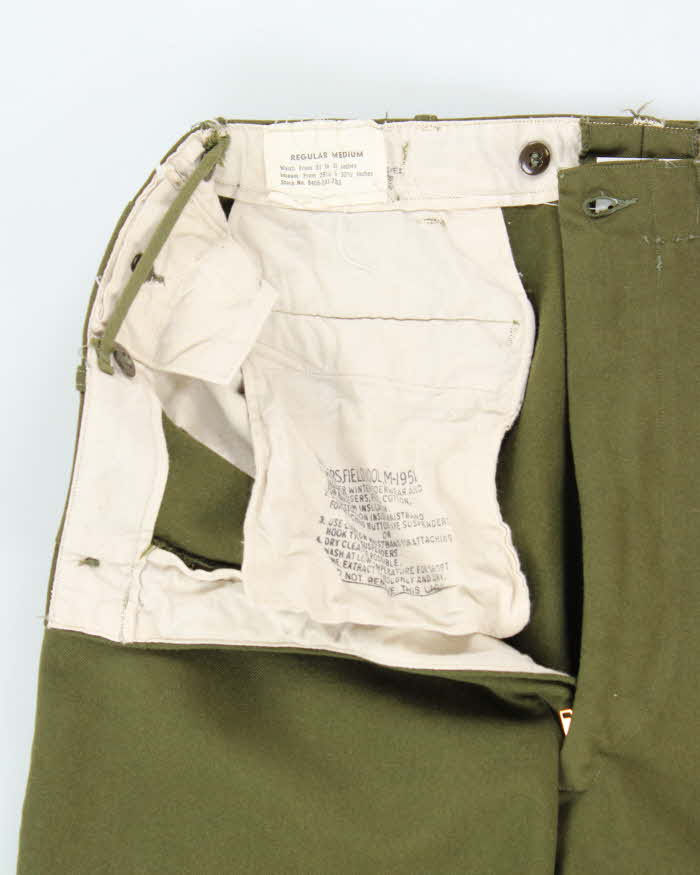 Vintage 1950s Wool Field Wide Leg Military Trousers - W34 L29