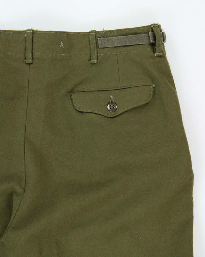 Vintage 1950s Wool Field Wide Leg Military Trousers - W34 L29