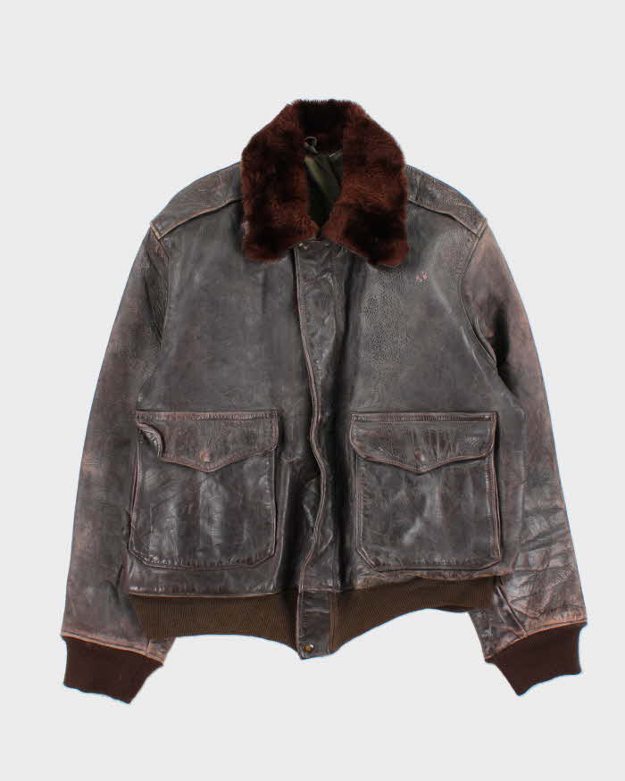 Vintage 1950s US Airforce G-1 Leather Flight Bomber Jacket - L