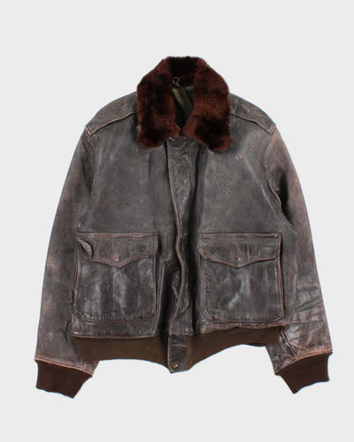 Vintage 50s Avion US Leather Bomber Jacket - L