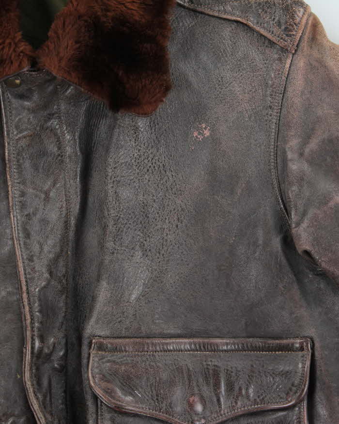 Vintage 1950s US Airforce G-1 Leather Flight Bomber Jacket - L