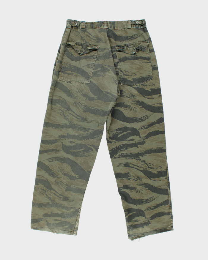 Vintage 1980s US Military Tiger Stripe Camo Wide Leg Cargo Combat Trousers - W32 L30